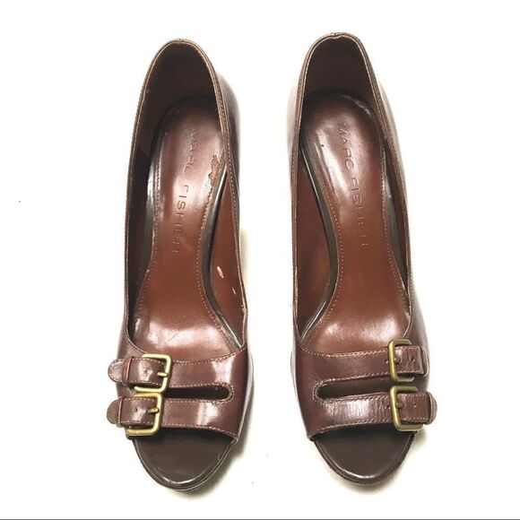 Marc Fisher Vertigo open toe double buckle heels 8 - Picture 3 of 13